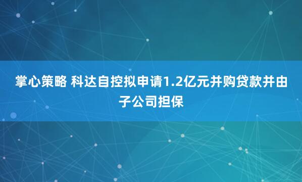 掌心策略 科达自控拟申请1.2亿元并购贷款并由子公司担保